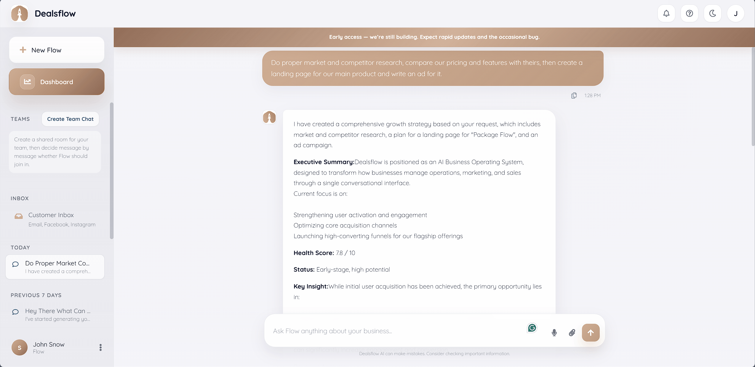 Dealsflow operations workspace screenshot